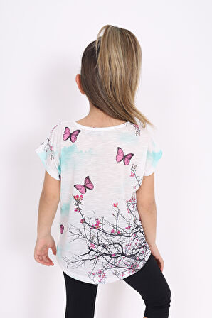 Toontoy Kız Çocuk Dijital Baskılı Tişört