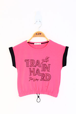 Toontoy Kız Çocuk Baskılı Taş İşlemeli Tişört