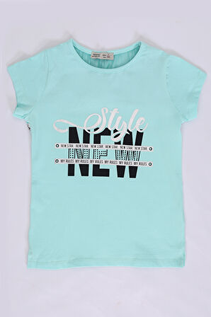 Toontoy Kız Çocuk Baskılı Taş İşlemeli Tişört