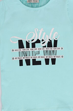 Toontoy Kız Çocuk Baskılı Taş İşlemeli Tişört