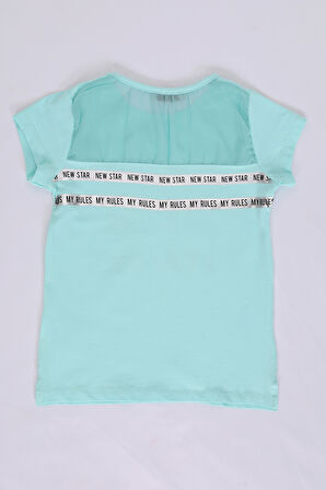 Toontoy Kız Çocuk Baskılı Taş İşlemeli Tişört