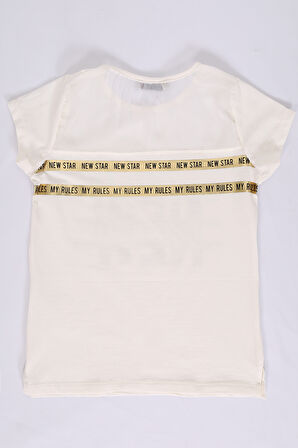 Toontoy Kız Çocuk Baskılı Taş İşlemeli Tişört