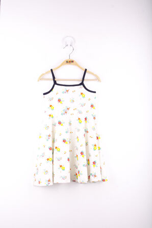 Toontoy Kız Çocuk Çiçek Baskılı Elbise