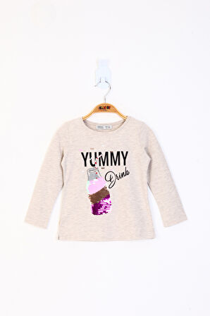 Toontoy Kız Çocuk Çevirmeli Pul Detaylı Sweatshirt