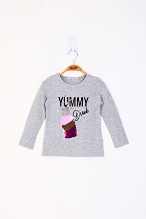 Toontoy Kız Çocuk Çevirmeli Pul Detaylı Sweatshirt