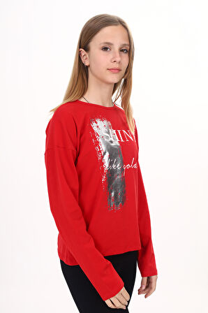 Toontoy Kız Çocuk Sweatshirt Shine Varak Baskılı