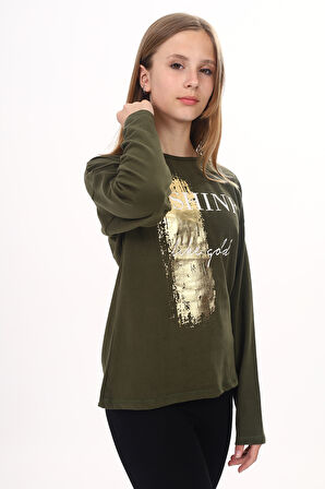 Toontoy Kız Çocuk Sweatshirt Shine Varak Baskılı