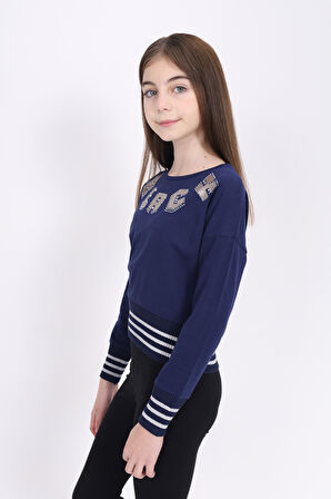 Toontoy Kız Çocuk Sweatshirt Black Varak Baskılı