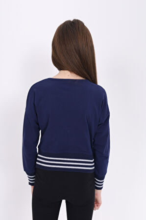 Toontoy Kız Çocuk Sweatshirt Black Varak Baskılı