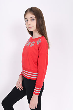 Toontoy Kız Çocuk Sweatshirt Black Varak Baskılı