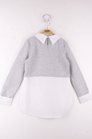 Toontoy Kız Çocuk Gömlek Detaylı Yakası İncili Okul Sweatshirt