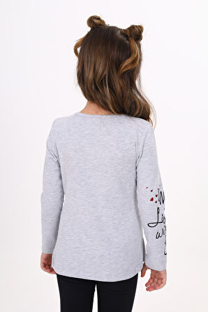 Toontoy Kız Çocuk Göğsü Pullu Fiyonklu Nakışlı T-Shirt