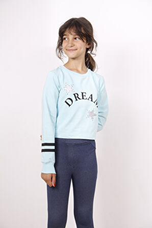 Toontoy Kız Çocuk Yıldızlı Dream Baskılı Sweatshirt