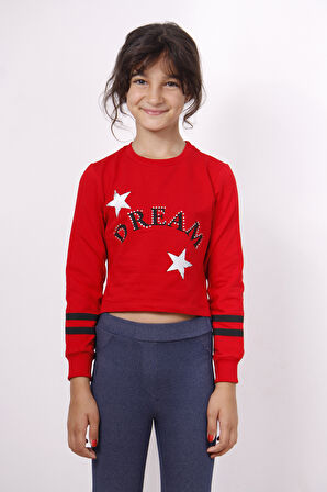 Toontoy Kız Çocuk Yıldızlı Dream Baskılı Sweatshirt