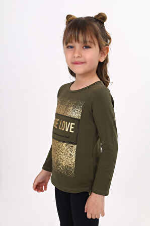 Toontoy Kız Çocuk Varak Baskılı Taş İşlemeli Tişört