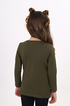 Toontoy Kız Çocuk Varak Baskılı Taş İşlemeli Tişört