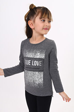 Toontoy Kız Çocuk Varak Baskılı Taş İşlemeli Tişört