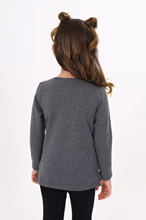 Toontoy Kız Çocuk Varak Baskılı Taş İşlemeli Tişört