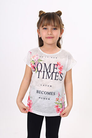 Toontoy Kız Çocuk Sometimes Baskılı Tişört