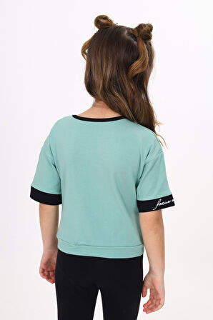 Toontoy Kız Çocuk Önü Bağlama Detaylı Baskılı Tişört