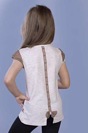 Toontoy Kız Çocuk Nakışlı Taş İşlemeli Tişört