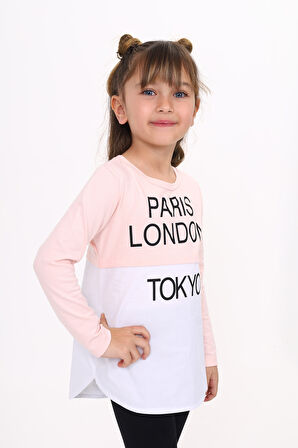 Toontoy Kız Çocuk Paris London Baskılı T-Shirt