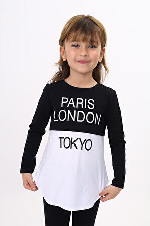 Toontoy Kız Çocuk Paris London Baskılı T-Shirt