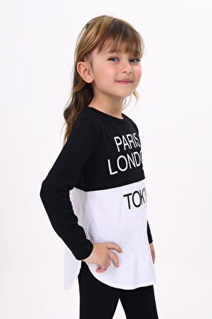 Toontoy Kız Çocuk Paris London Baskılı T-Shirt