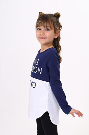 Toontoy Kız Çocuk Paris London Baskılı T-Shirt