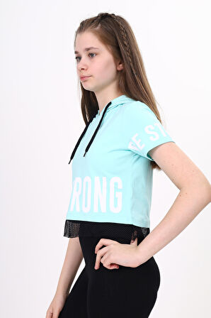 Toontoy Kız Çocuk Be Strong Baskılı Kapüşonlu Tişört