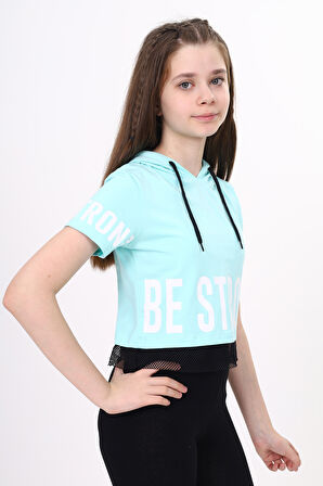 Toontoy Kız Çocuk Be Strong Baskılı Kapüşonlu Tişört