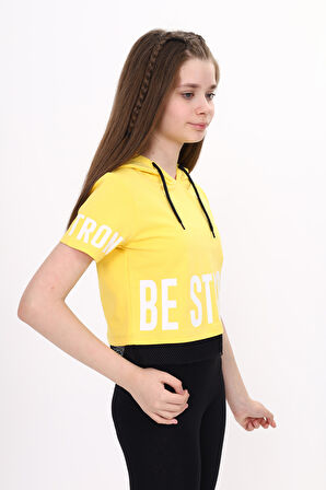 Toontoy Kız Çocuk Be Strong Baskılı Kapüşonlu Tişört