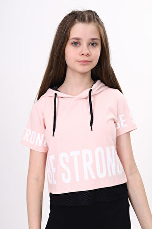 Toontoy Kız Çocuk Be Strong Baskılı Kapüşonlu Tişört