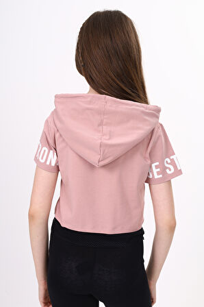 Toontoy Kız Çocuk Be Strong Baskılı Kapüşonlu Tişört