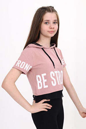 Toontoy Kız Çocuk Be Strong Baskılı Kapüşonlu Tişört