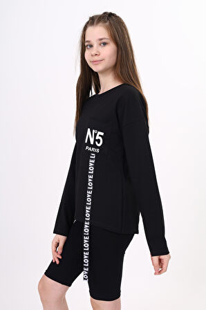 Toontoy Kız Çocuk Cep Üstü Baskılı Sweatshirt