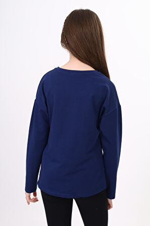 Toontoy Kız Çocuk Cep Üstü Baskılı Sweatshirt