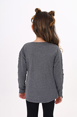 Toontoy Kız Çocuk Taş İşlemeli Şerit Detaylı Tişört