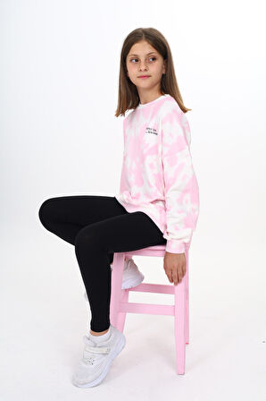 Toontoy Kız Çocuk Batik Desenli Baskılı Taytlı Takım