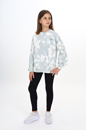 Toontoy Kız Çocuk Batik Desenli Baskılı Taytlı Takım