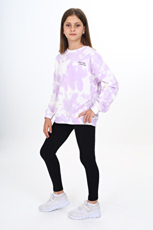 Toontoy Kız Çocuk Batik Desenli Baskılı Taytlı Takım