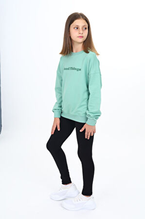 Toontoy Kız Çocuk Baskılı Taytlı Takım