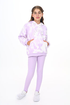 Toontoy Kız Çocuk Batik Desenli Taytlı Takım