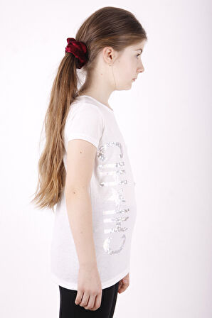 Toontoy Kız Çocuk Yıldız Baskılı Kesik Cep Detaylı Tişört