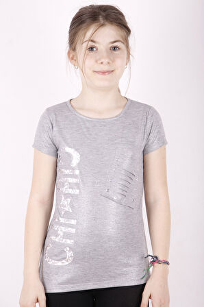 Toontoy Kız Çocuk Yıldız Baskılı Kesik Cep Detaylı Tişört