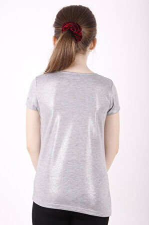 Toontoy Kız Çocuk Yıldız Baskılı Kesik Cep Detaylı Tişört