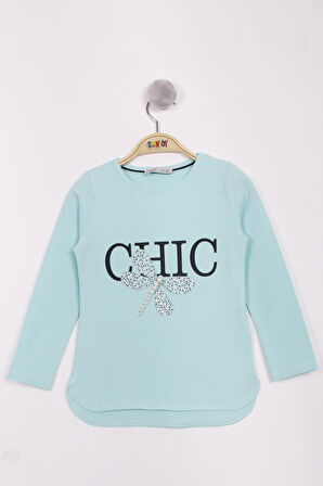 Toontoy Kız Çocuk Yusufçuk Baskılı İnci Detaylı T-Shirt