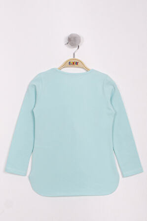 Toontoy Kız Çocuk Yusufçuk Baskılı İnci Detaylı T-Shirt