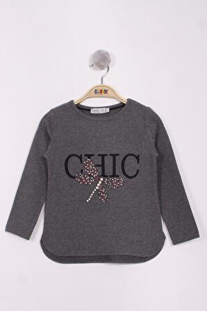 Toontoy Kız Çocuk Yusufçuk Baskılı İnci Detaylı T-Shirt