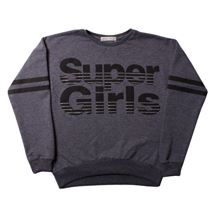 Toontoy Kız Çocuk Sweatshirt Super Girls Baskı Ve Taş